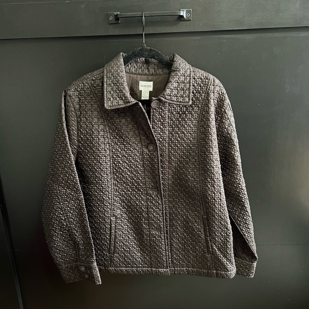 Chico's Quilted Jacket in Dark Brown
